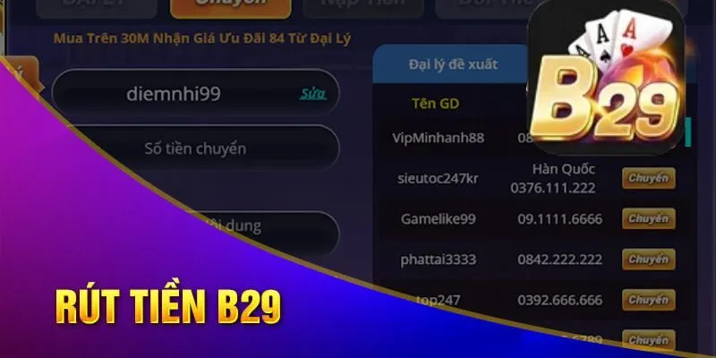 Chi tiết cách rút tiền cổng game B29